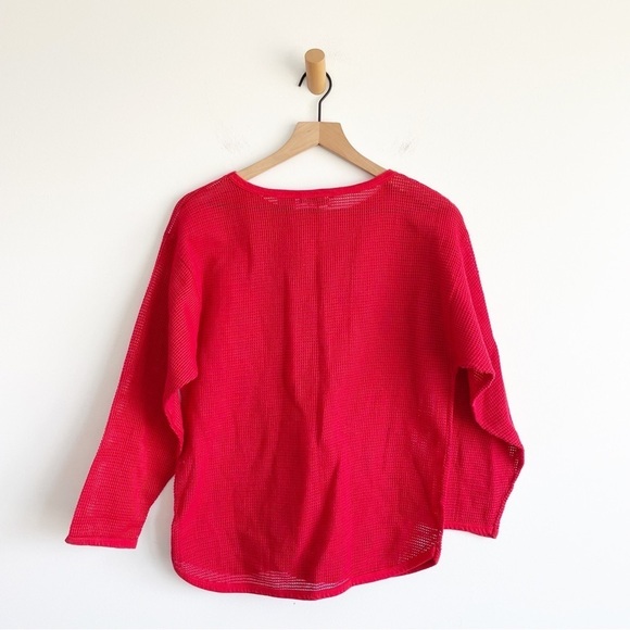 Vintage Diane Von Furstenberg DVF Mesh Shirt Top Pullover See Through Red Large - Picture 2 of 6